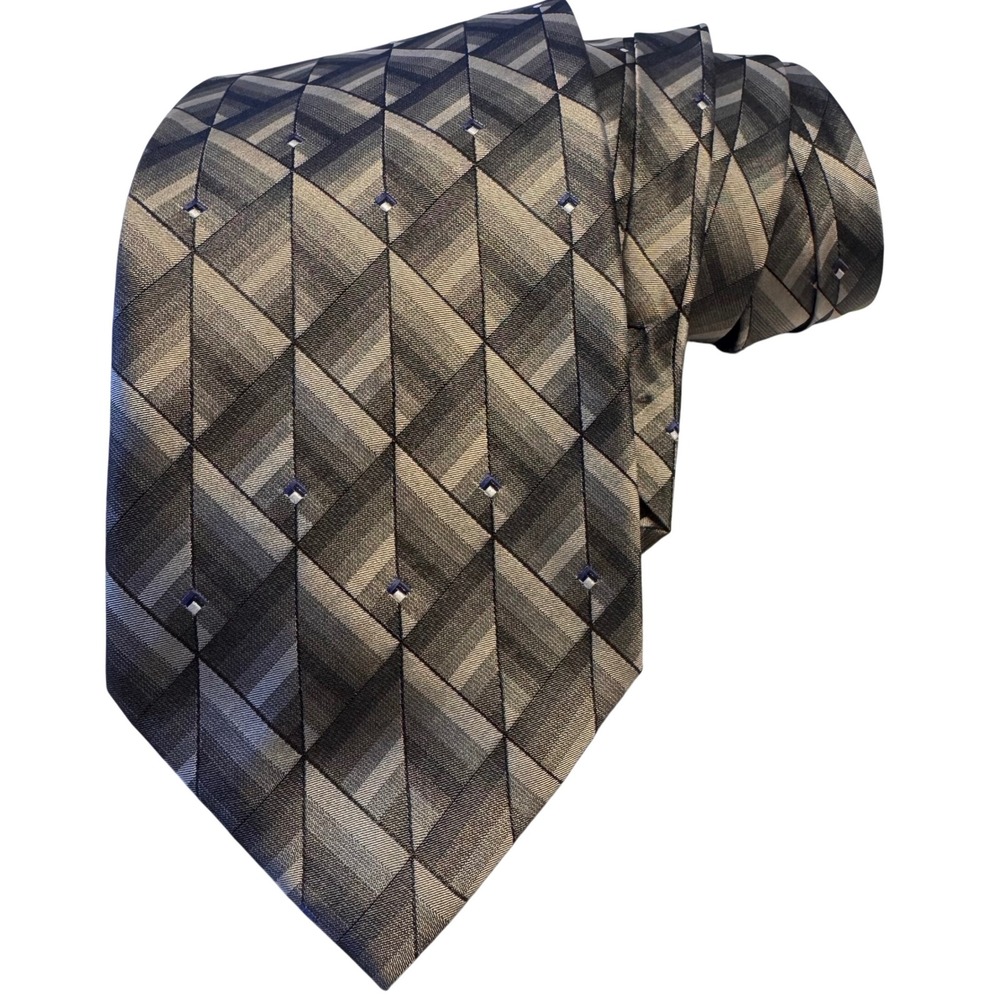 PRIVADO Men 100%‎ Silk Necktie Gray Geometric Designer Tie